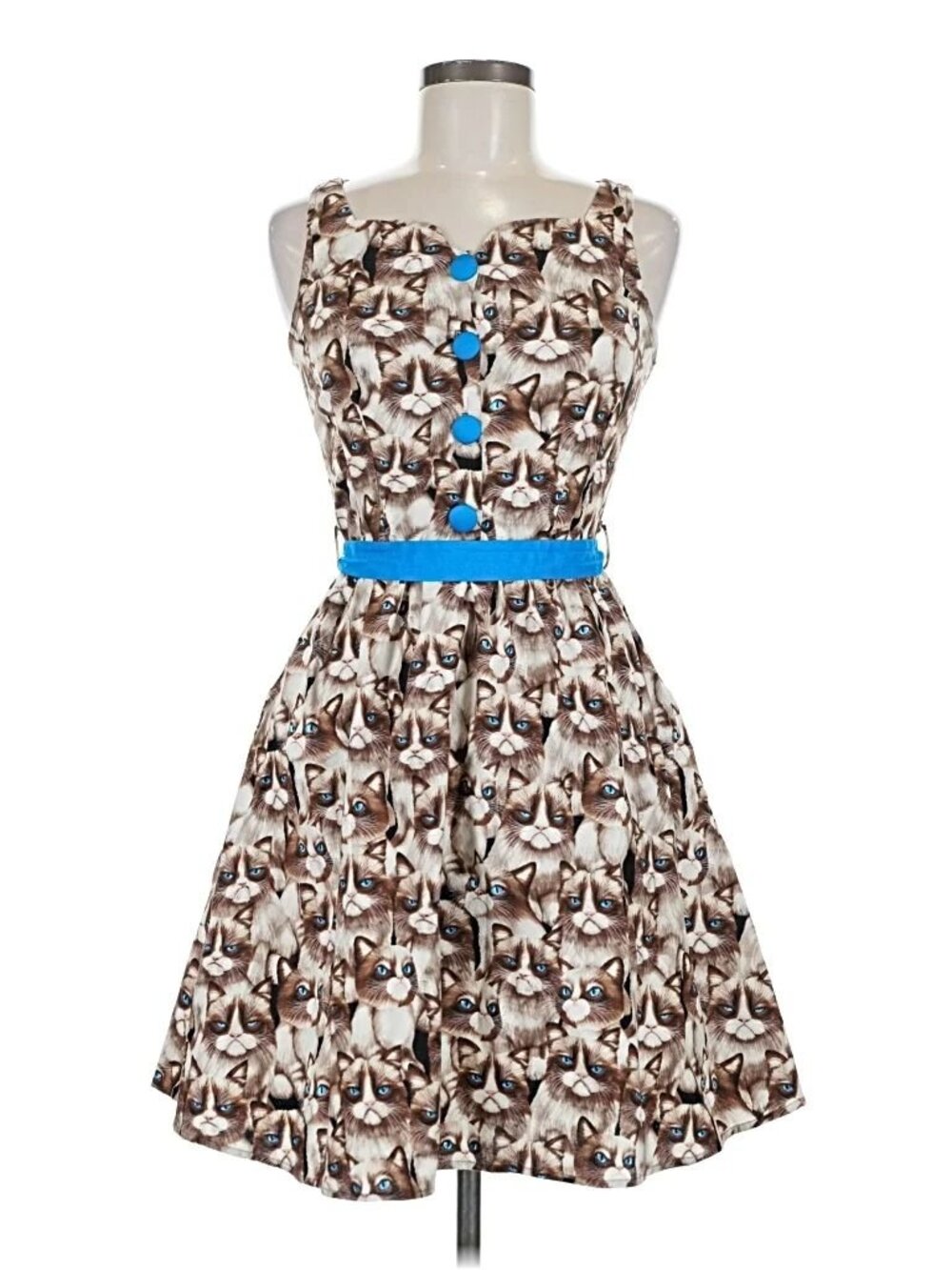 MODCLOTH GRUMPY CAT Meme Skater Dress EUC WHIMSICAL MEME EXTREMELY RARE